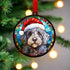 Labradoodle Grey in Santa Hat Suncatcher Decoration